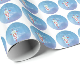 Goddochter, Eerste Heilige Communie, Turquoise Cadeaupapier