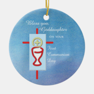 Goddochter, Eerste Heilige Communie, Turquoise Keramisch Ornament