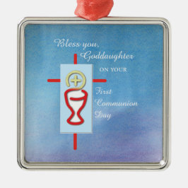 Goddochter, Eerste Heilige Communie, Turquoise Metalen Ornament