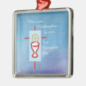 Goddochter, Eerste Heilige Communie, Turquoise Metalen Ornament (Links)