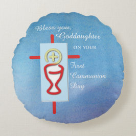 Goddochter, Eerste Heilige Communie, Turquoise Rond Kussen