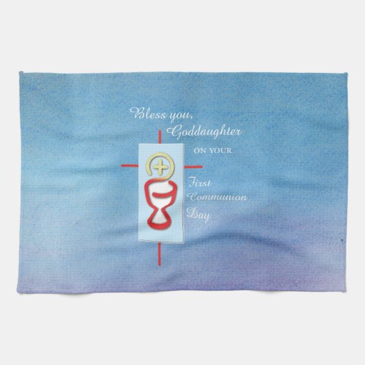 Goddochter, Eerste Heilige Communie, Turquoise Theedoek (Horizontaal)