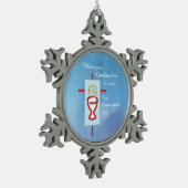 Goddochter, Eerste Heilige Communie, Turquoise Tin Sneeuwvlok Ornament (Links)