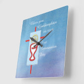 Goddochter, Eerste Heilige Communie, Turquoise Vierkante Klok (Hoek)