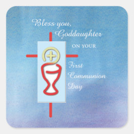 Goddochter, Eerste Heilige Communie, Turquoise Vierkante Sticker
