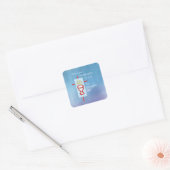 Goddochter, Eerste Heilige Communie, Turquoise Vierkante Sticker (Envelop)