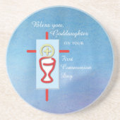 Goddochter, Eerste Heilige Communie, Turquoise Zandsteen Onderzetter (Voorkant)