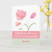 Goddochter Eigen naam Religieuze verjaardag Kaart (Gele Bloem)