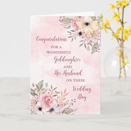 Goddochter en haar man Gefeliciteerd Kaart (Gele Bloem)