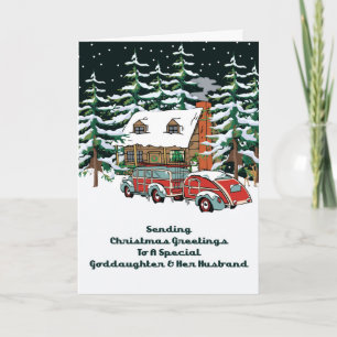 Goddochter en haar man kerstgroet feestdagen kaart