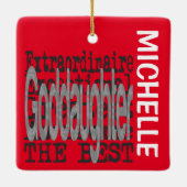 Goddochter Extraordinaire CUSTOM Keramisch Ornament (Achterkant)