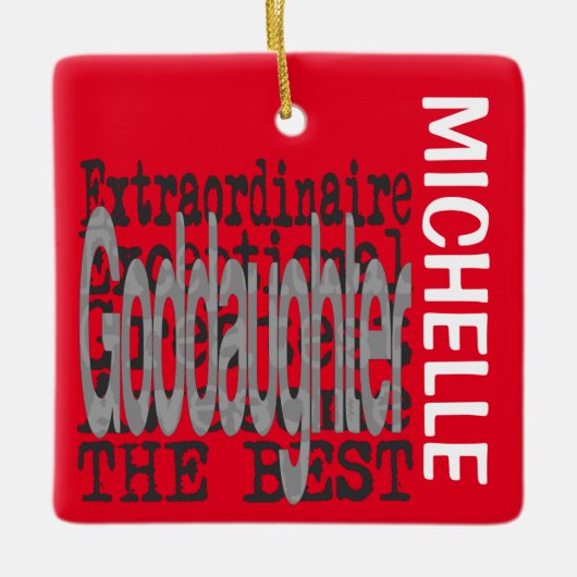 Goddochter Extraordinaire CUSTOM Keramisch Ornament (Voorkant)