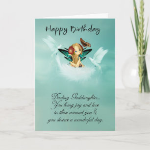 Goddochter Fairy Birthday Card met Doves Kaart