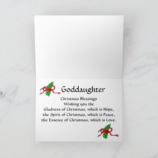 Goddochter Feestdagen Kaart (Binnen)