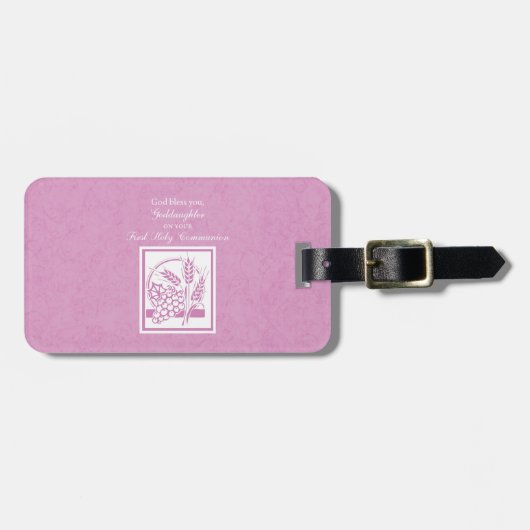 Goddochter First Commune, Roze Bagagelabel (Voorkant horizontaal)