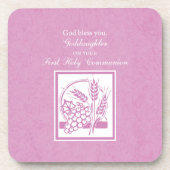 Goddochter First Commune, Roze Bier Onderzetter (Voorkant)