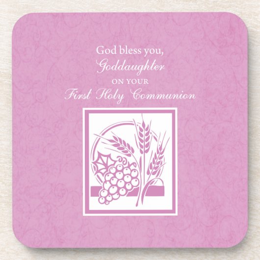 Goddochter First Commune, Roze Bier Onderzetter (Voorkant)