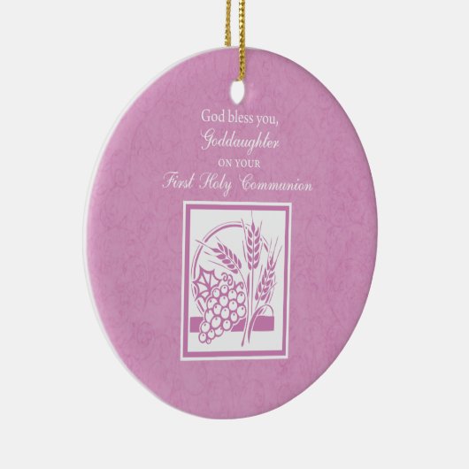 Goddochter First Commune, Roze Keramisch Ornament (Rechts)