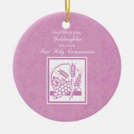 Goddochter First Commune, Roze Keramisch Ornament