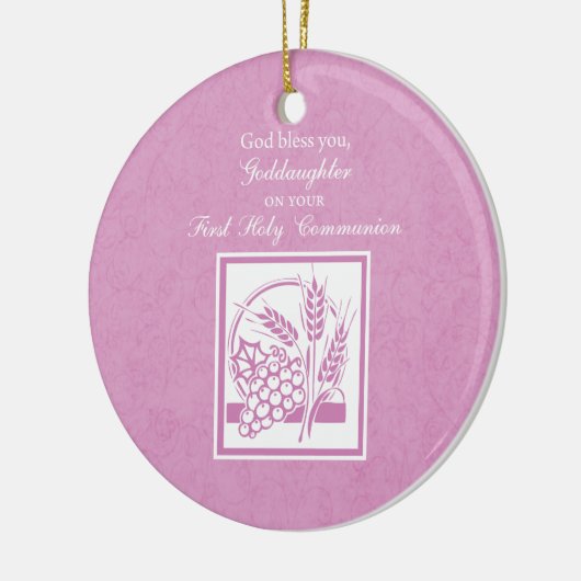 Goddochter First Commune, Roze Keramisch Ornament (Links)