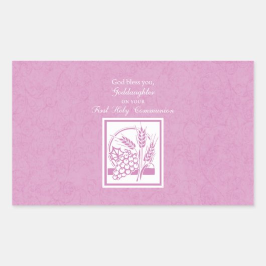 Goddochter First Commune, Roze Rechthoekige Sticker (Voorkant)