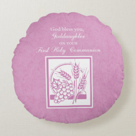 Goddochter First Commune, Roze Rond Kussen