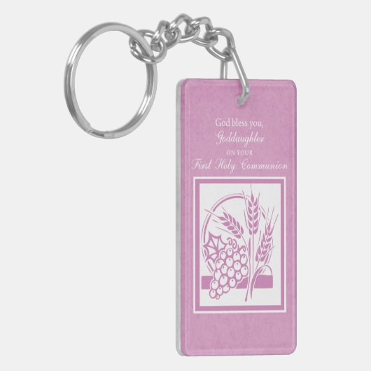 Goddochter First Commune, Roze Sleutelhanger (Voorkant Links)