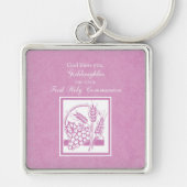Goddochter First Commune, Roze Sleutelhanger (Voorkant)