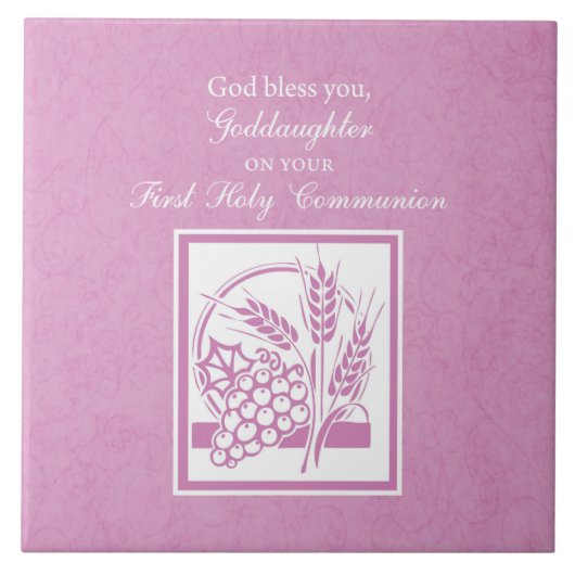 Goddochter First Commune, Roze Tegeltje (Voorkant)