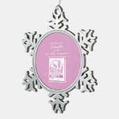 Goddochter First Commune, Roze Tin Sneeuwvlok Ornament (Rechts)