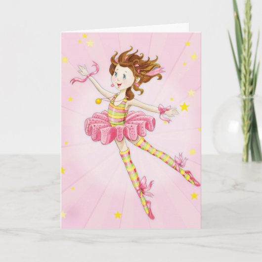 Goddochter Gift Pink Ballerina gepersonaliseerd Feestdagen Kaart (Voorkant)