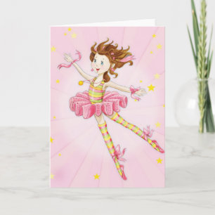 Goddochter Gift Pink Ballerina gepersonaliseerd Feestdagen Kaart