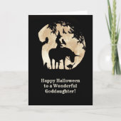 Goddochter Halloween Cute Witch en Animals Kaart (Voorkant)