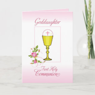 Goddochter Pink First Heilige Communie, Chalice Kaart