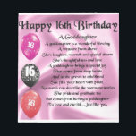 Goddochter Poem - 16th Birthday Notitieblok<br><div class="desc">Een groot cadeau voor een peetdochter op haar 16e verjaardag</div>