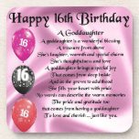 Goddochter Poem - 16th Birthday Onderzetter<br><div class="desc">Een groot cadeau voor een peetdochter op haar 16e verjaardag</div>