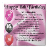 Goddochter Poem - 16th Birthday Tegeltje (Voorkant)