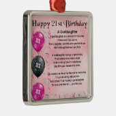 Goddochter Poem - 21e Birthday Design Metalen Ornament (Rechts)
