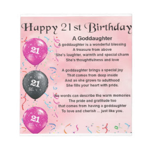 Goddochter Poem - 21e Birthday Design Notitieblok