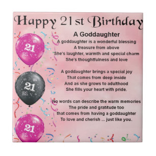Goddochter Poem - 21e Birthday Design Tegeltje