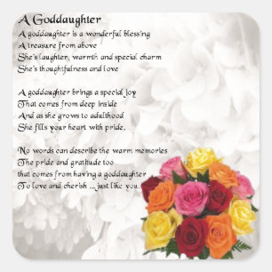 Goddochter Poem - Flowers Design Vierkante Sticker
