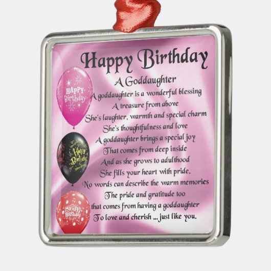 Goddochter Poem - Happy Birthday Metalen Ornament (Links)