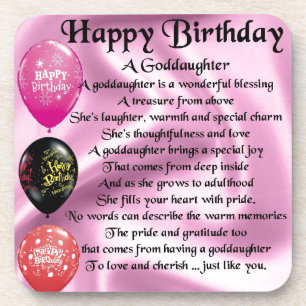 Goddochter Poem - Happy Birthday Onderzetter