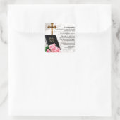 Goddochter Poem - Ontwerp van bijbel en bloemen Vierkante Sticker (Tas)