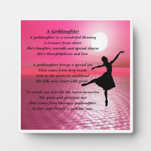 Goddochter Poem Plaque - Ballerina Design Fotoplaat (Voorkant)