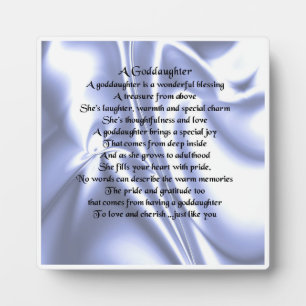 Goddochter Poem Plaque - Blauw zijdeontwerp Fotoplaat