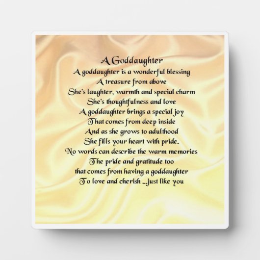 Goddochter Poem Plaque - Cream Silk-ontwerp Fotoplaat (Voorkant)