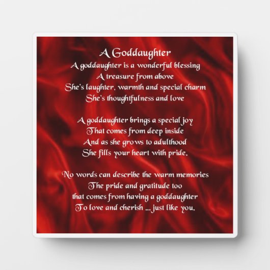 Goddochter Poem Plaque - ontwerp rode zijde Fotoplaat (Voorkant)