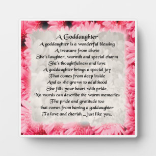 Goddochter Poem Plaque - Roze Floral design Fotoplaat
