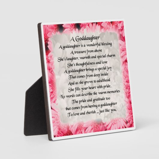 Goddochter Poem Plaque - Roze Floral design Fotoplaat (Voorkant)